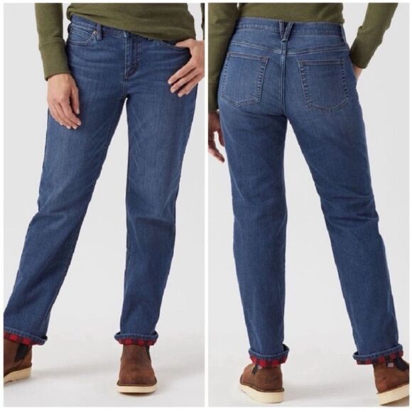 Women’s Duluth Trading Co. Women's Straight Leg Flannel Lined Jeans Size 4 x 29 - Picture 1 of 8